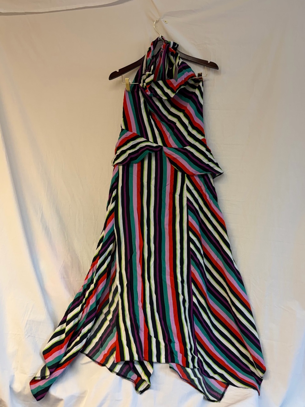 Topshop Multicolor Asymmetrical Striped Halter Dress